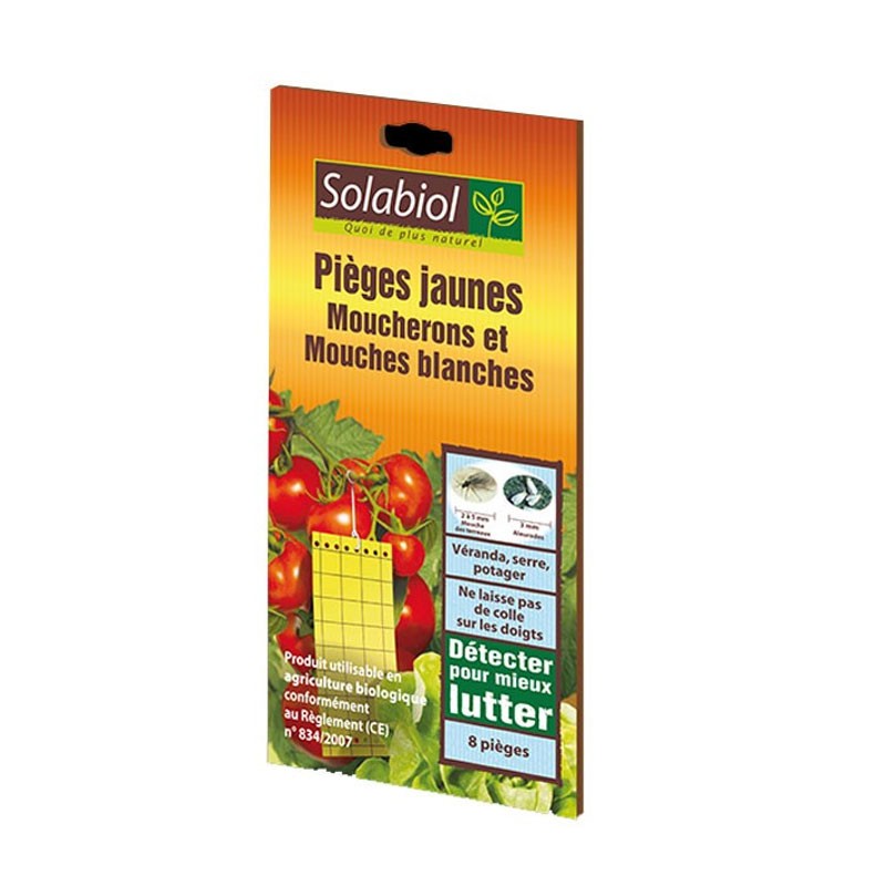 Solabiol - Pièges jaunes - Moucherons et mouches blanches - Etui 8 pièges