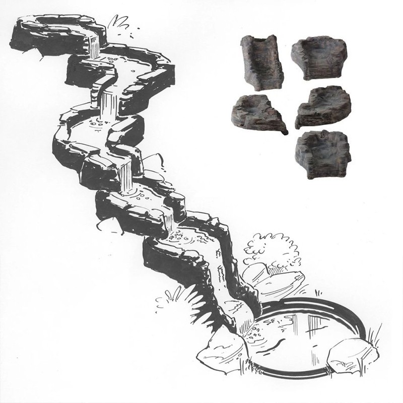 1312073 COLORADO RIGHT ELBOW WATERFALL HDPE GREY BROWN 20X48X78CM