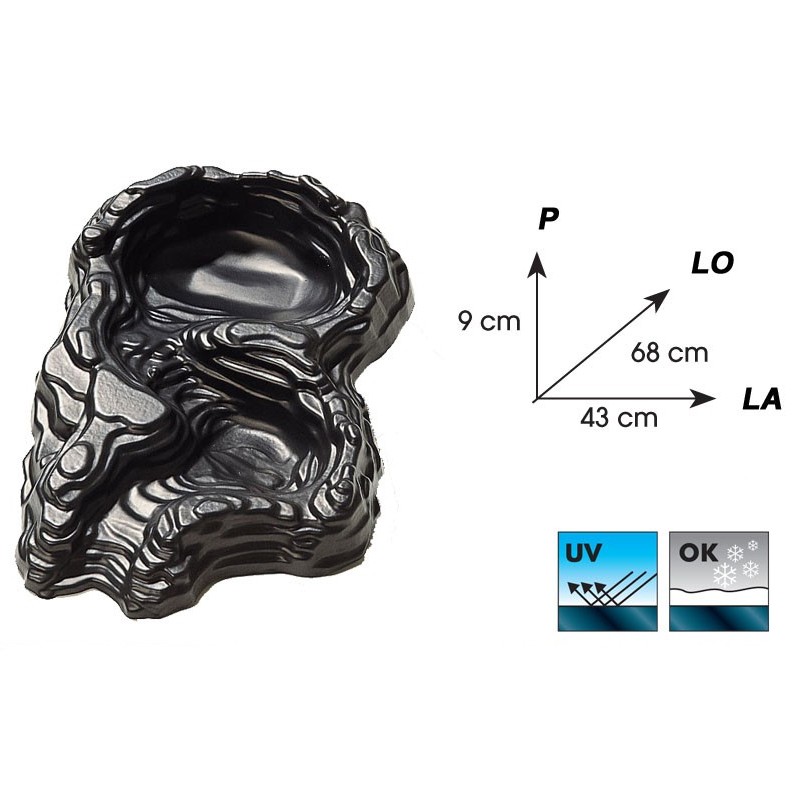 1067847 STANDARD MINI DROIT CASCADE PE NOIR 9X43X68CM