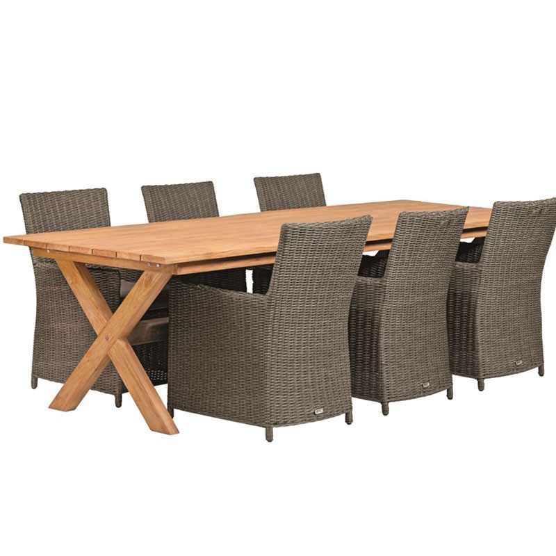Tuindeco - Rustic teak garden table with cross legs 350X100cm