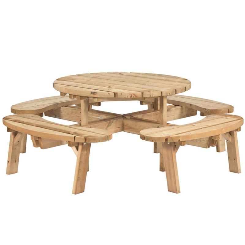 Tuindeco - Table de pique-nique ronde - Sapin imprégné