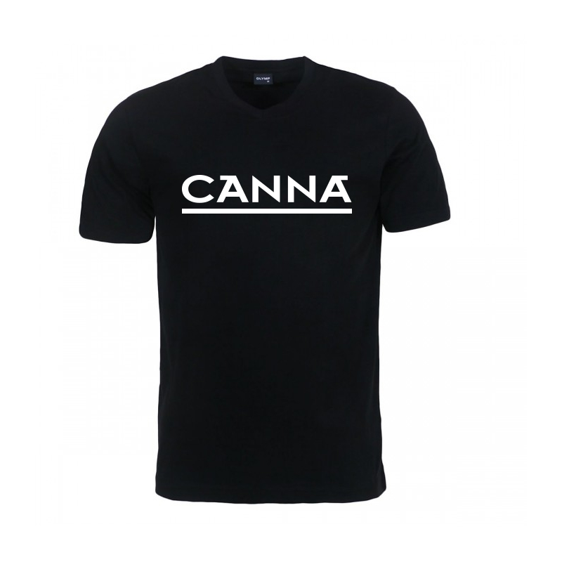 Canna - T-shirt col V - Noir - Taille S