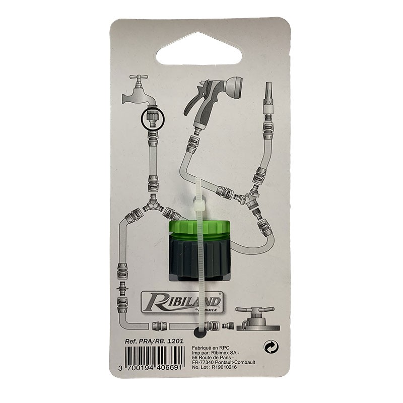 RACCORD RAPIDE LIBRE 19MM BI-MATIERE SUR CARTE