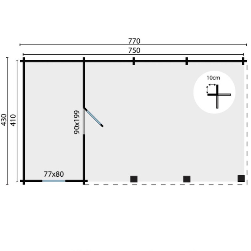 CARPORT/CABANON EVER EN MADRIERS DE 45MM