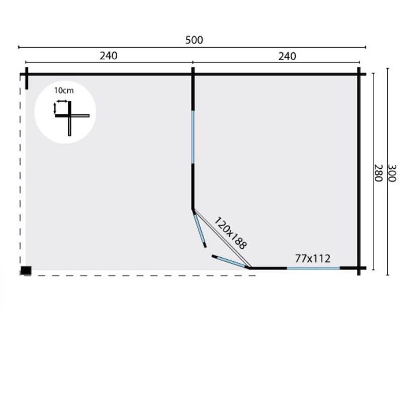STIG CHALET + 28MM RUNDHOLZ-SEITENMARKISE