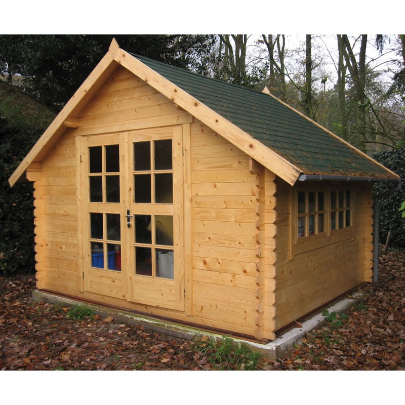 SKOV-CHALET AUS 28MM RUNDHÖLZERN