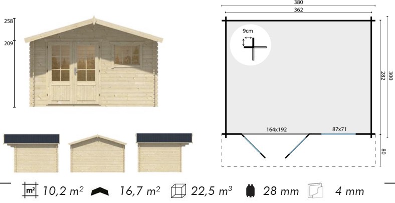 CHALET DE INGMAR EN TRONCOS DE 28MM