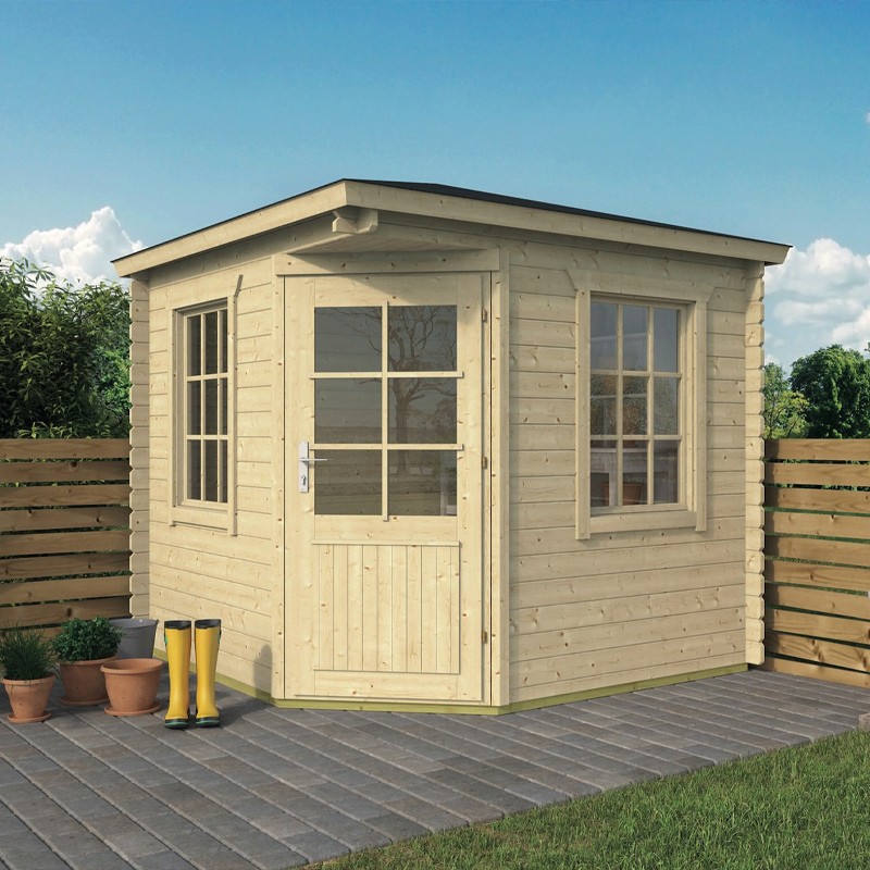 Tuindeco - Cabina de esquina de madera maciza 5,3 m² - 28 mm - Jos