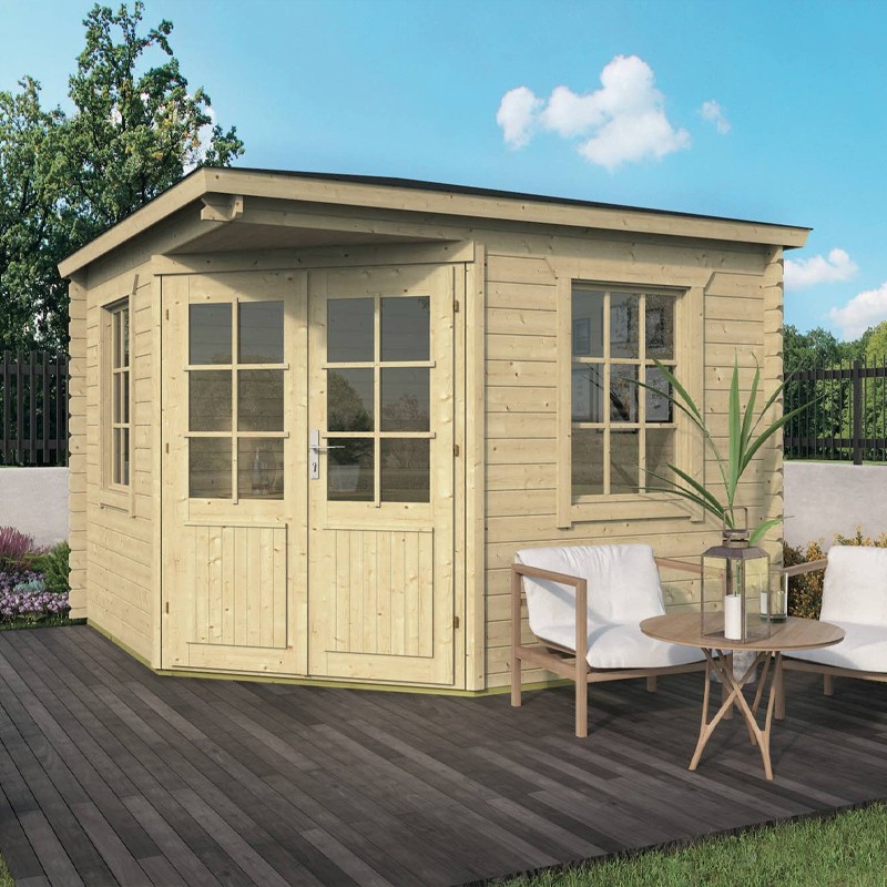 Tuindeco - Eckhaus Massivholz 7,8 m² - 28 mm - Asmund