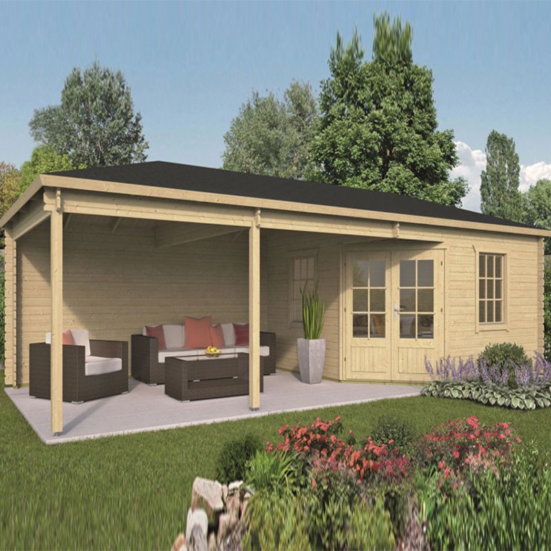 Tuindeco - Chalet in legno massiccio - 45 mm - Paiva - 25,75 m² di terrazza inclusa