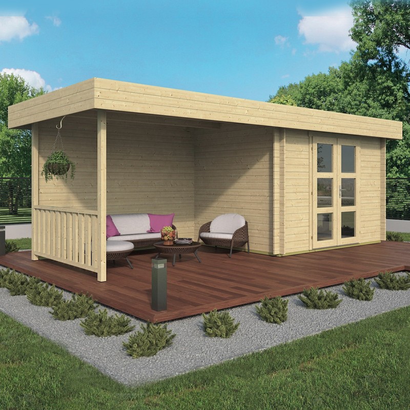 Tuindeco - Solid wood chalet 13.8 m² - 28 mm - Maja