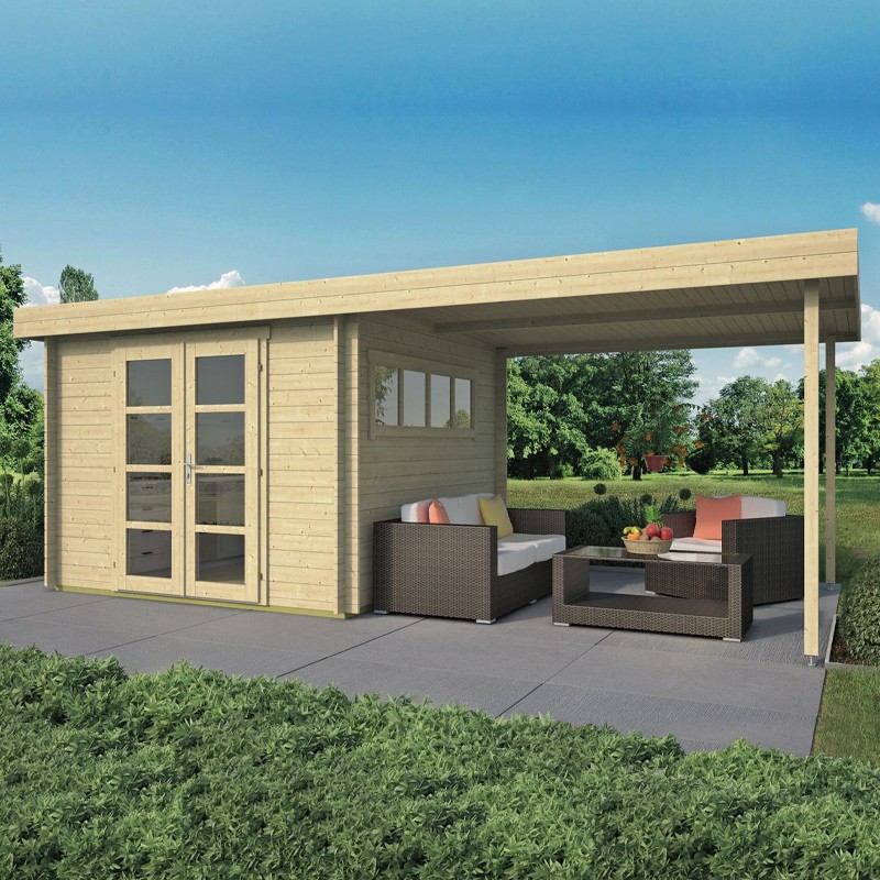 Tuindeco - Chalé de madeira maciça 16,2 m² - 28 mm - Dellinger