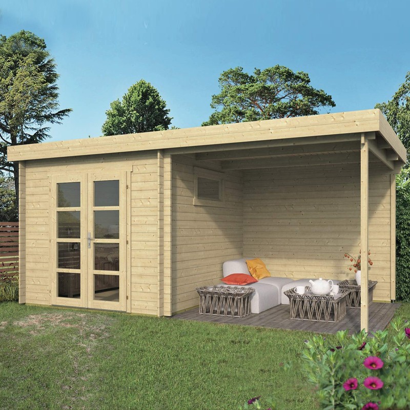 Tuindeco - Chalé de madeira maciça 12,9 m² - 28 mm - Brenda
