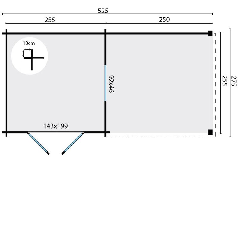 BRENDA CHALET + TOLDO LATERAL DE TRONCOS DE 28MM