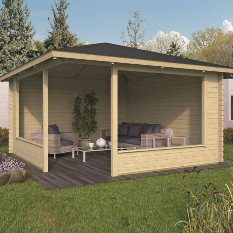 Tuindeco - Chalet abierto de madera maciza - 45 mm - Marit - 14,4 m²