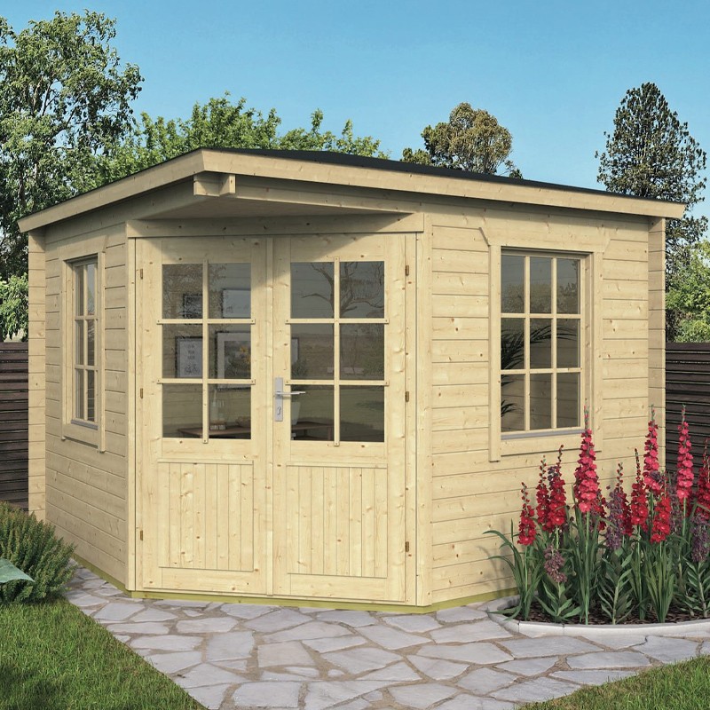 Tuindeco - Capanna angolare in legno massiccio 7,8 m² - 40 mm - Emma