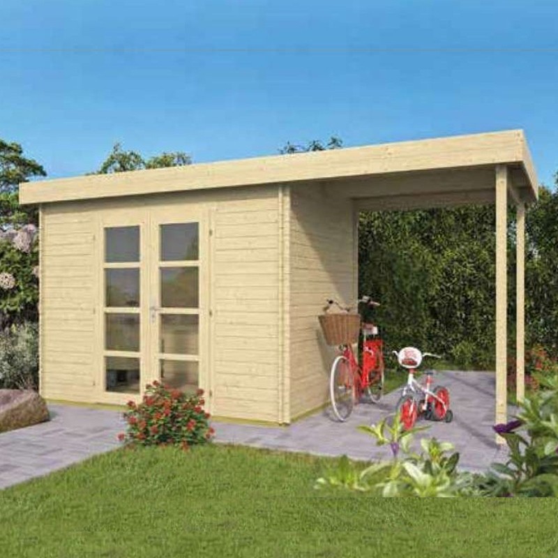 Tuindeco - Casetta da giardino in legno massiccio 9,51 m² - 28 mm - Mi-Moderne