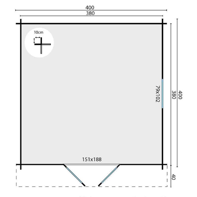 HÜTTE GUNDA IN 40MM STÄMMEN