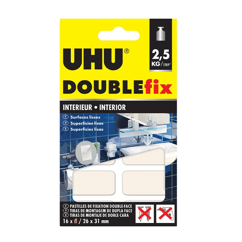UHU - DoubleFix Intérieur blanc - 16 pastilles 26 x 31 mm