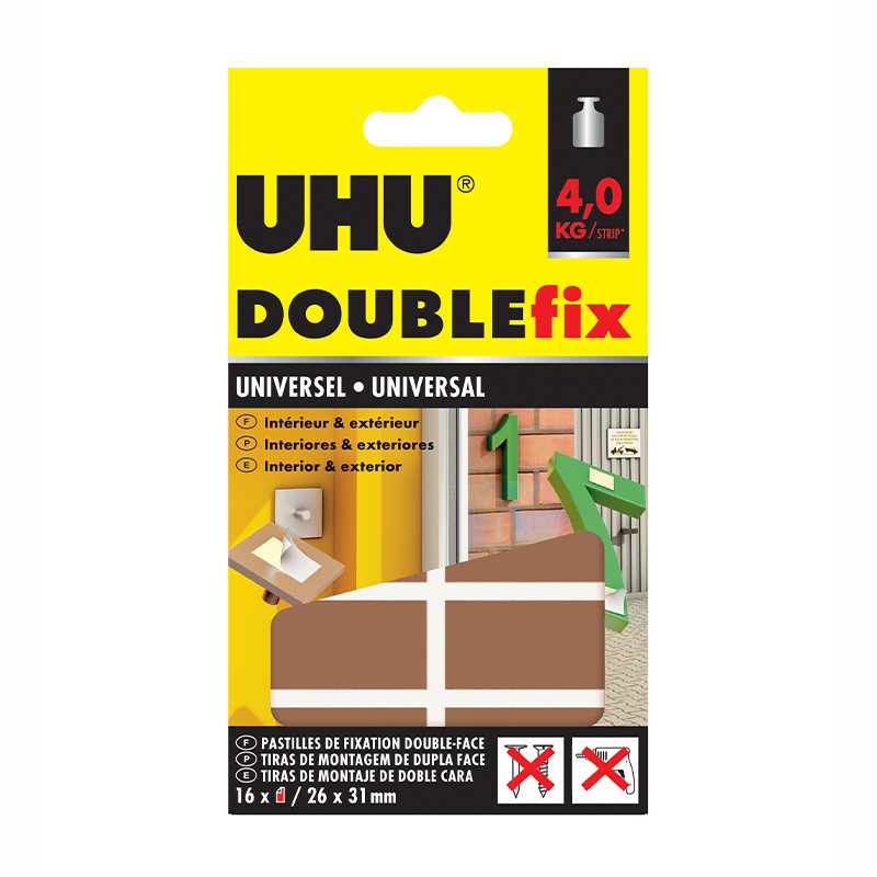 UHU - DoubleFix Intérieur transparent - 16 pastilles 26 x 31 mm