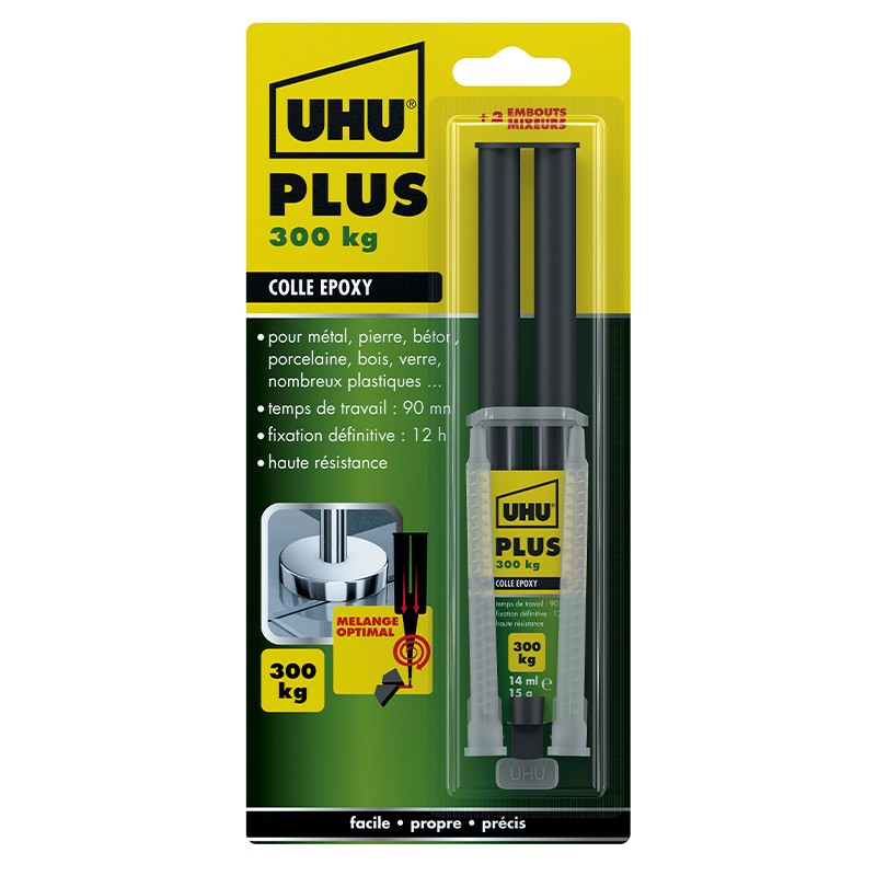 UHU - Colle Epoxy 300kg Power Plus - Seringue + Mixer 15,5 g