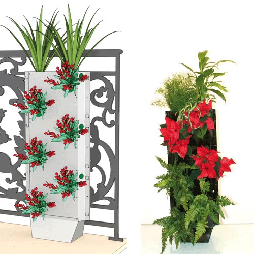 C-Green - Kit cloture végétale avec pied 1 face - 12 plantes - 87x33cmL