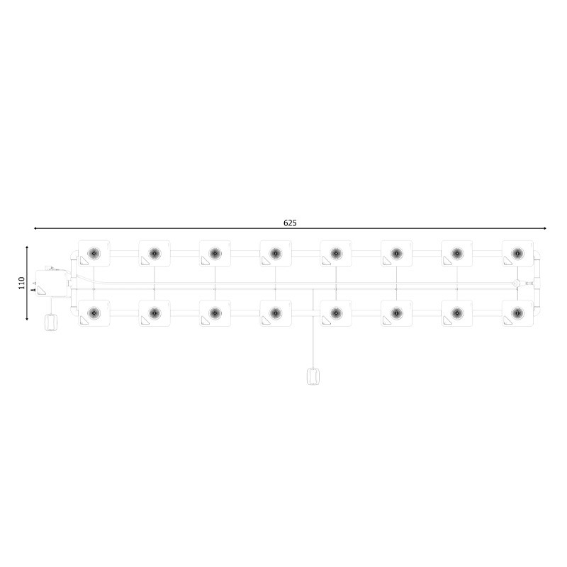 RDWC SYSTEM 2 ROWS LARGE 16+1 WITH TUBOFLEX DIFFUSER