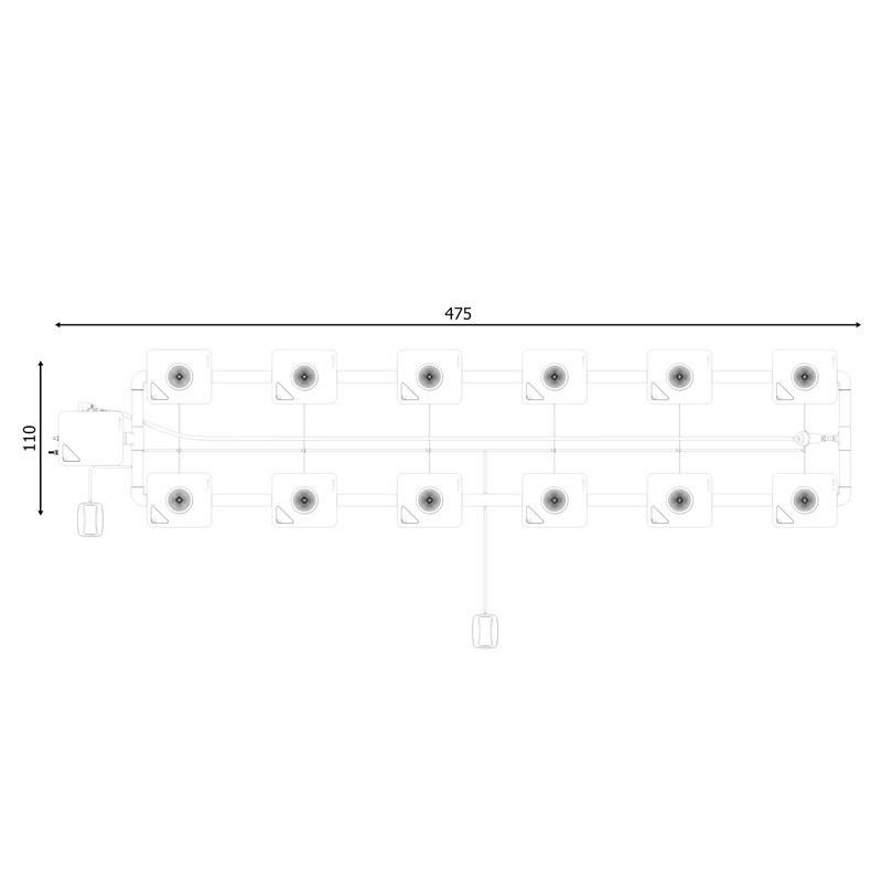 RDWC SYSTEM 2 ROWS LARGE 12+1 WITH TUBOFLEX DIFFUSER
