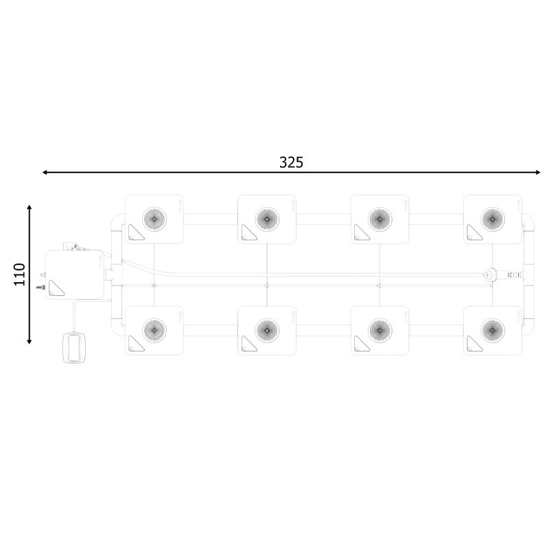 RDWC SYSTEM 2 ROWS LARGE 8+1 WITH TUBOFLEX DIFFUSER