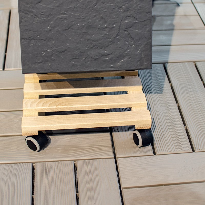 10950 B.HE SUPPORT A ROULETTES CARRE 29X29CM EN HETRE