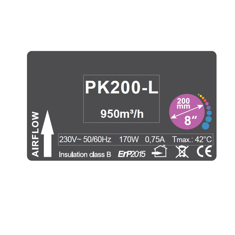PRIMA KLIMA PK 200 950M3/H 1 VELOCIDAD
