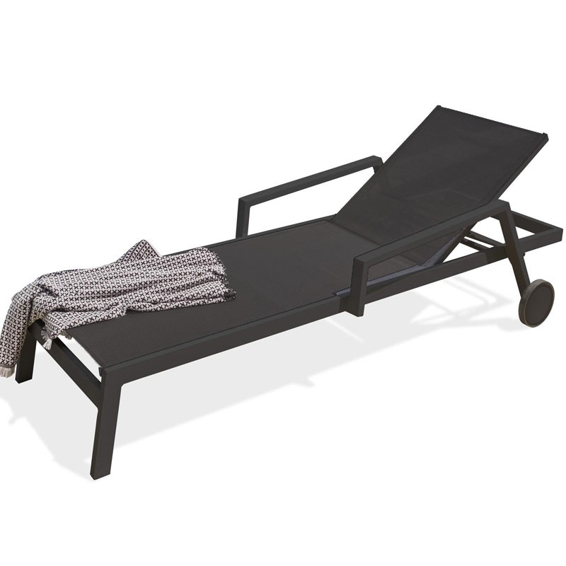 DCB - Chaise longue en alu - Ibiza - Noir