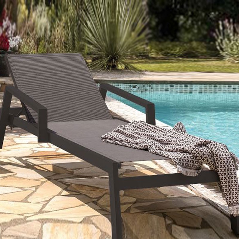 Chaise longue en alu - Ibiza - Noir