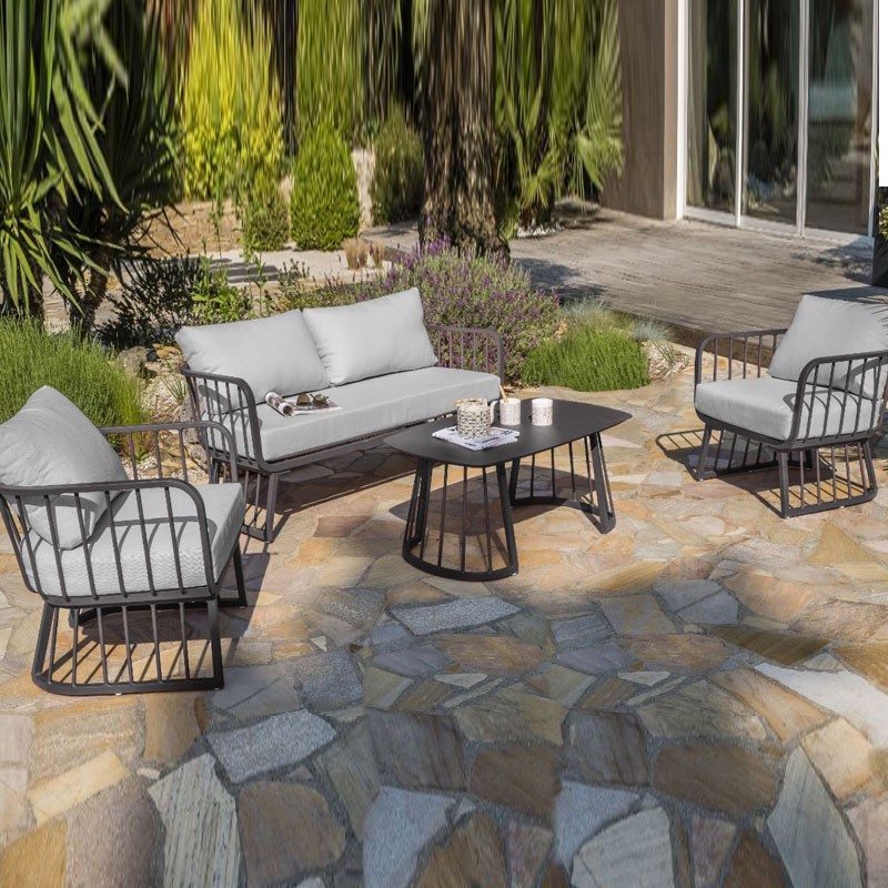 DCB - 4 places -Salon de jardin Apolline - Gris Anthracite