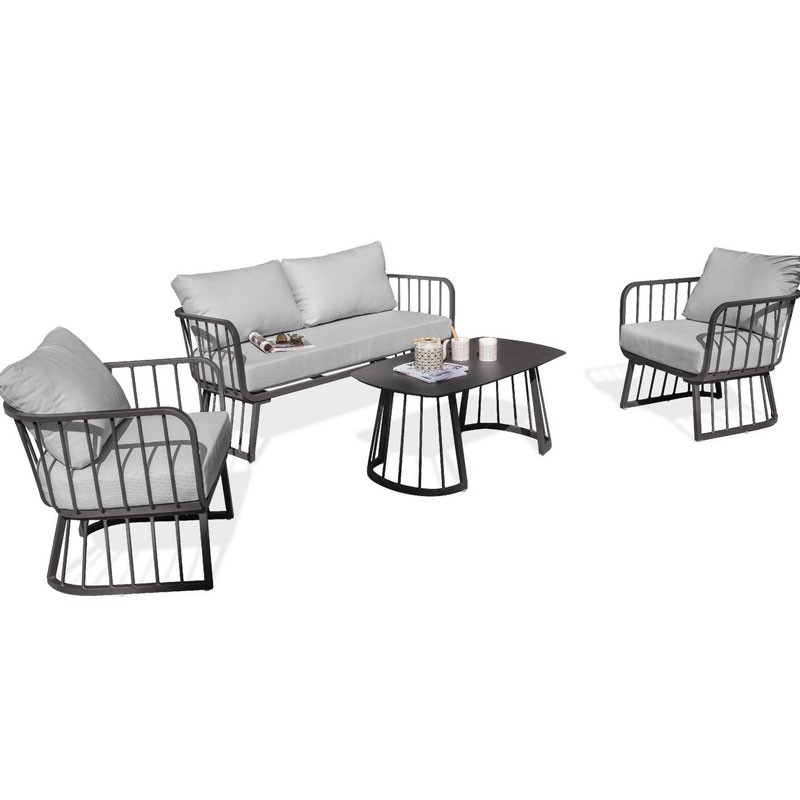 APOLLINE LOUNGE 4P AUS ALUMINIUM - GRAU ANTH