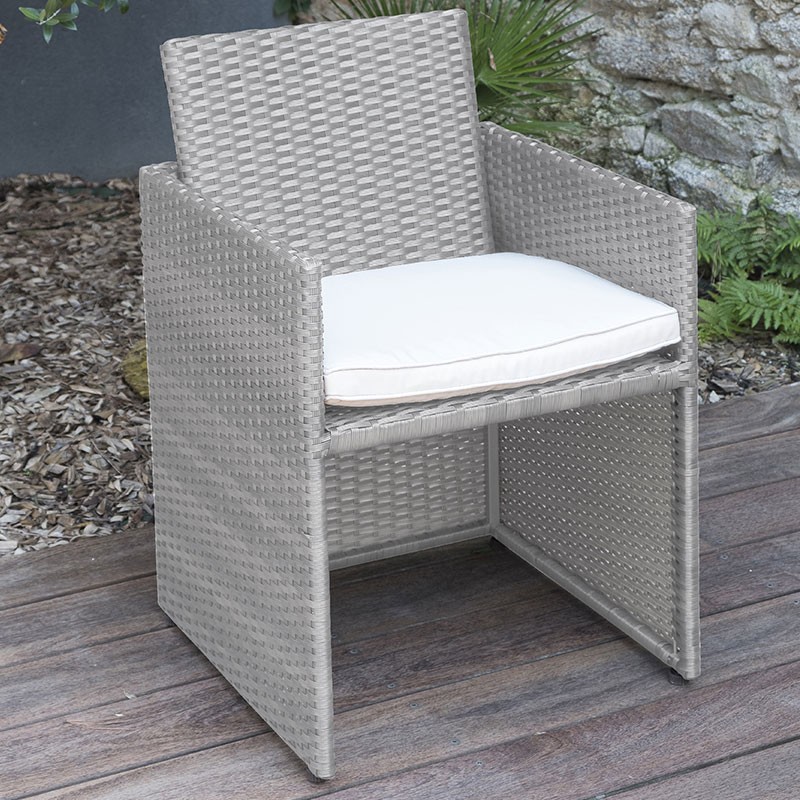 DCB - 4 places - Encastrable - Salon de jardin - Gris - Plateau verre