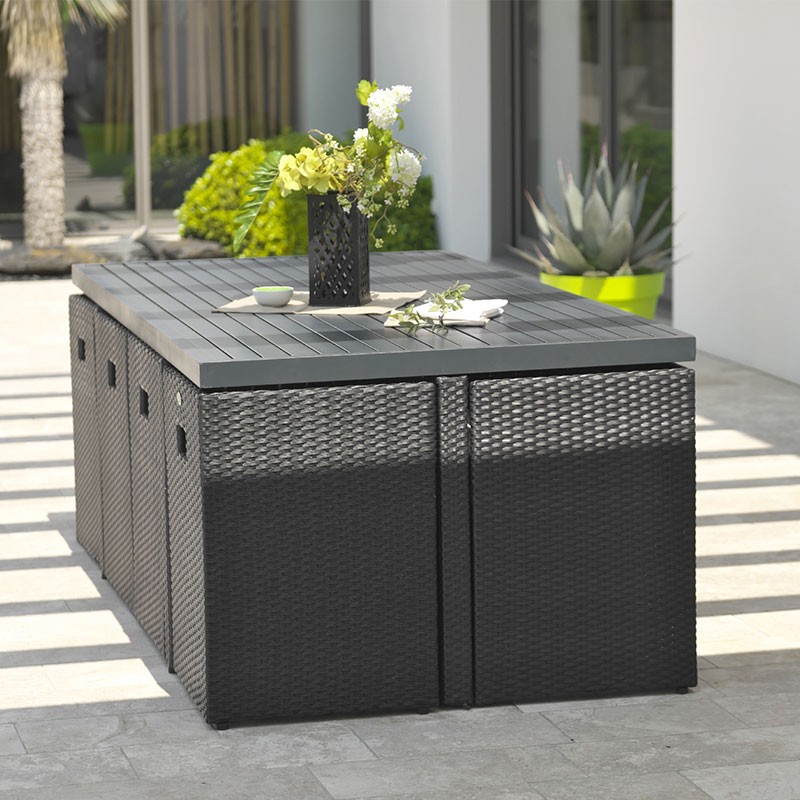 ENCASTRABLE 8P EN RESINE TRESSEE NOIR