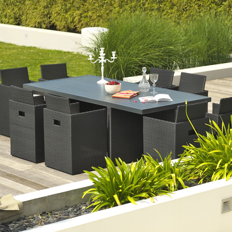 ENCASTRABLE 8P EN RESINE TRESSEE NOIR