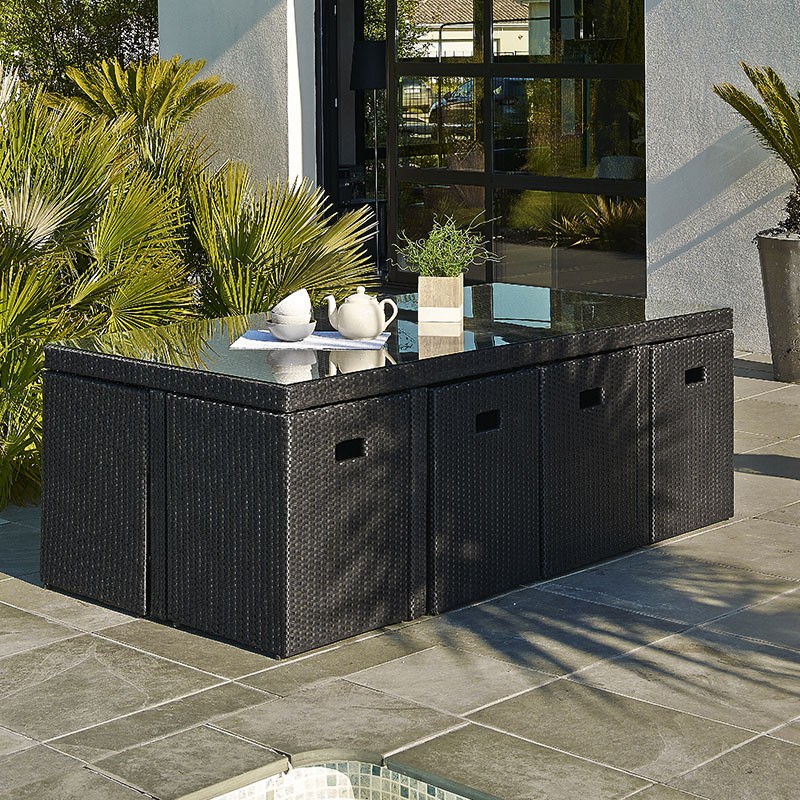 ENCASTRABLE 8P EN RESINE TRESSEE NOIR