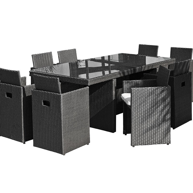 ENCASTRABLE 8P EN RESINE TRESSEE NOIR