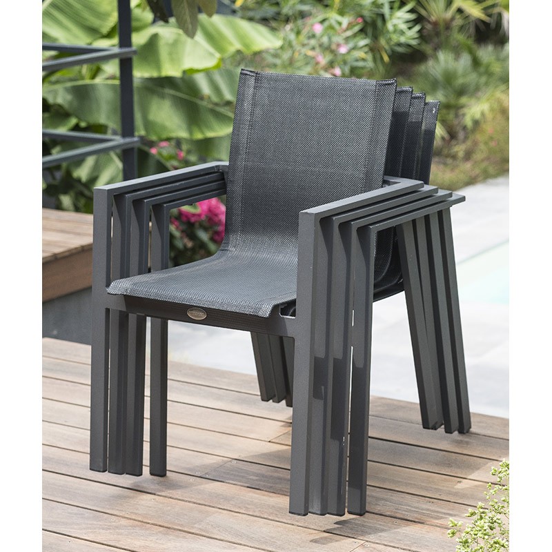 MIAMI STACKING ARMCHAIR GREY ANTH