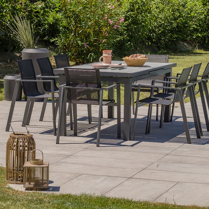 TABLE VENISE 190/250X95 CM AVEC RALLONGE GRIS ANTH
