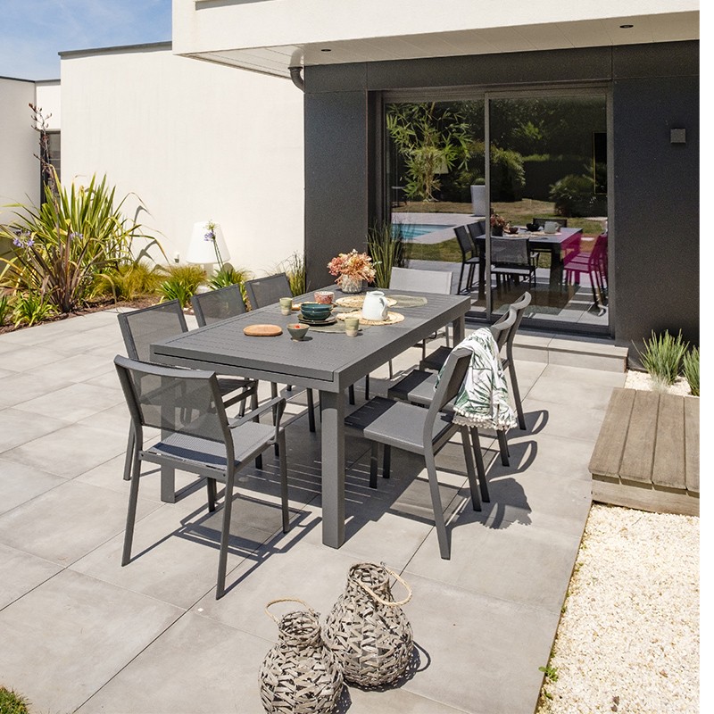 TABLE COPENHAGUE 200/300X100CM AVEC RALLONGE GRIS ANTH