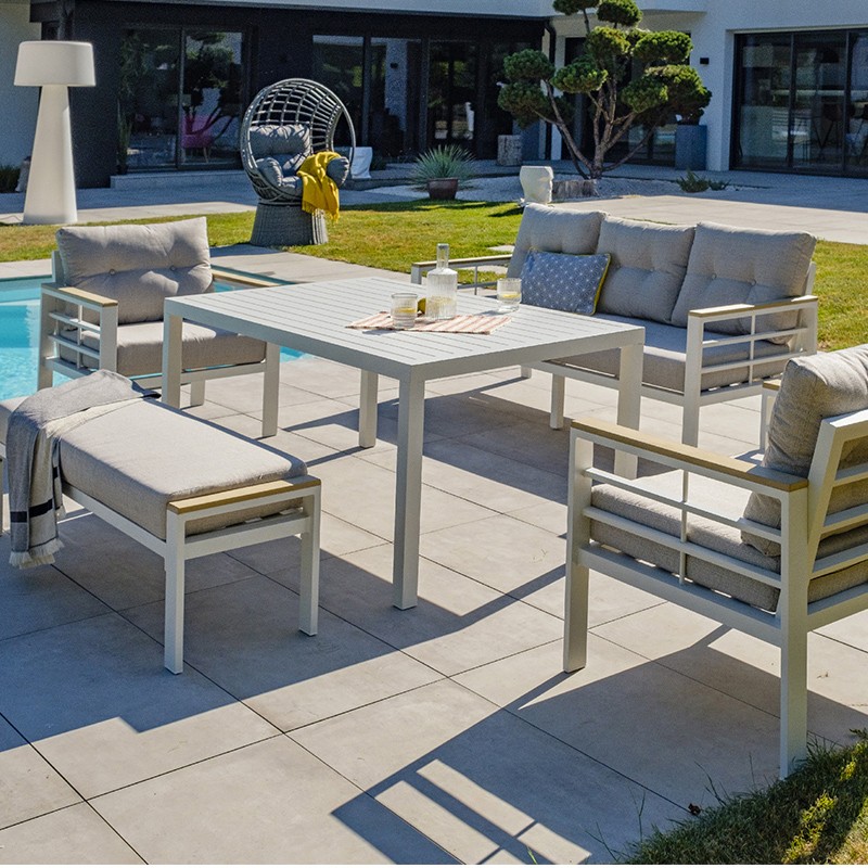 CAYENNE 7P ALUMINUM DINING SET - WHITE