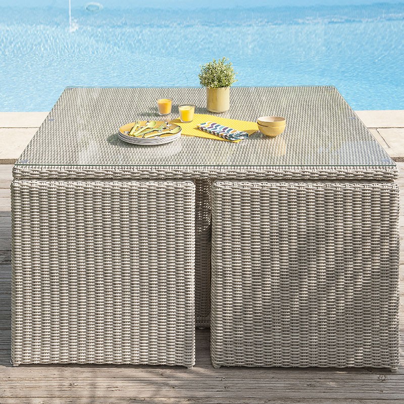 ENCASTRABLE OCEANE 8P EN RESINE TRESSEE CREME