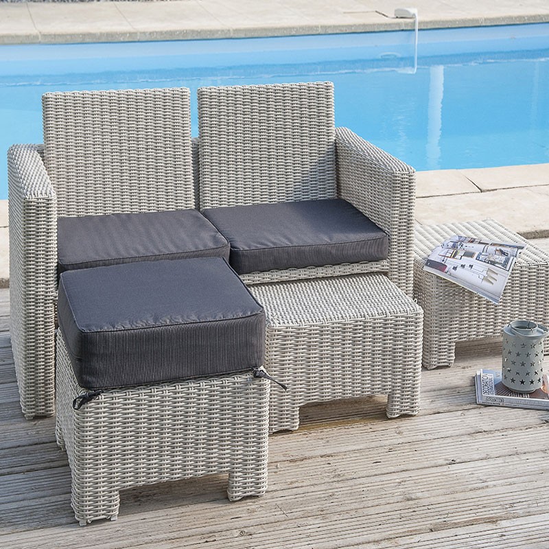 ENCASTRABLE OCEANE 8P EN RESINE TRESSEE CREME
