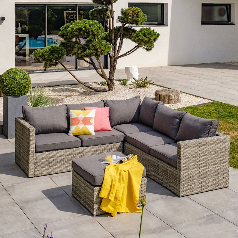 DCB - 5 places -Salon de jardin Bonheur - Gris