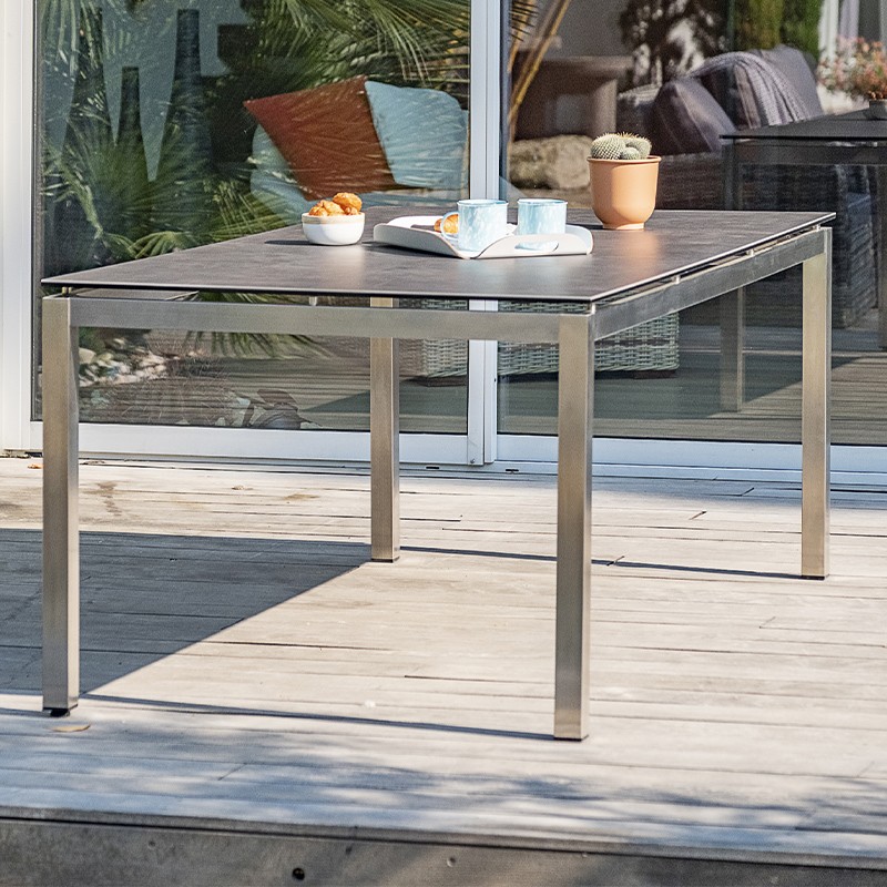 TABLE TORINO 200X100CM PLATEAU CERAMIQUE GRIS