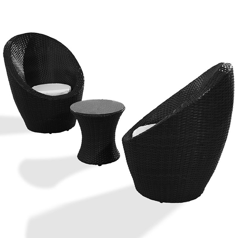 SALON TOTEM FIDJI 2P EN RESINE TRESSEE  NOIR