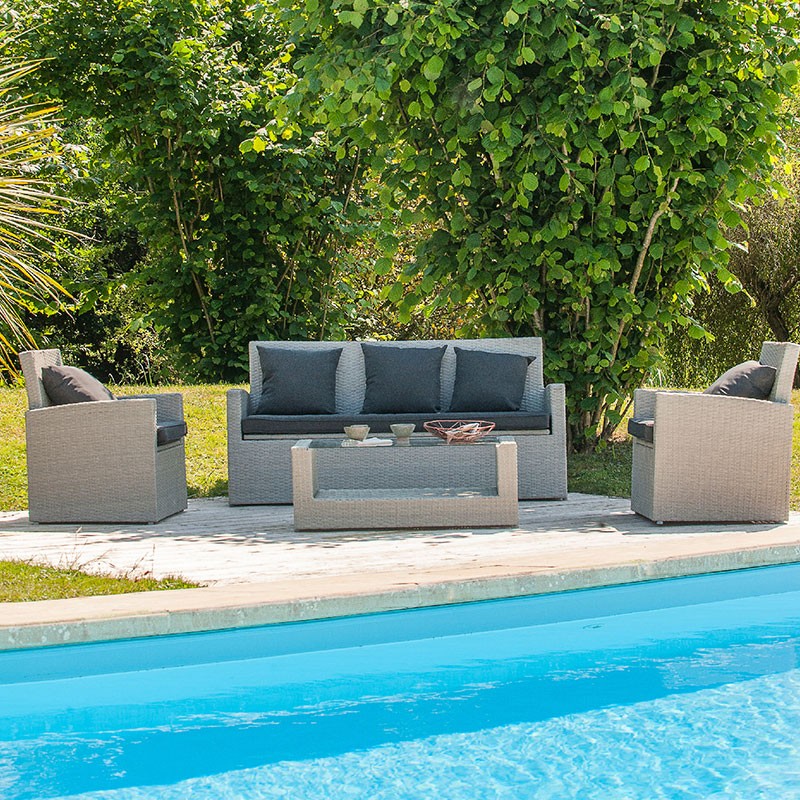 DCB - 5 lugares -Salão de jardim Confort Portovecchio - Cinzento